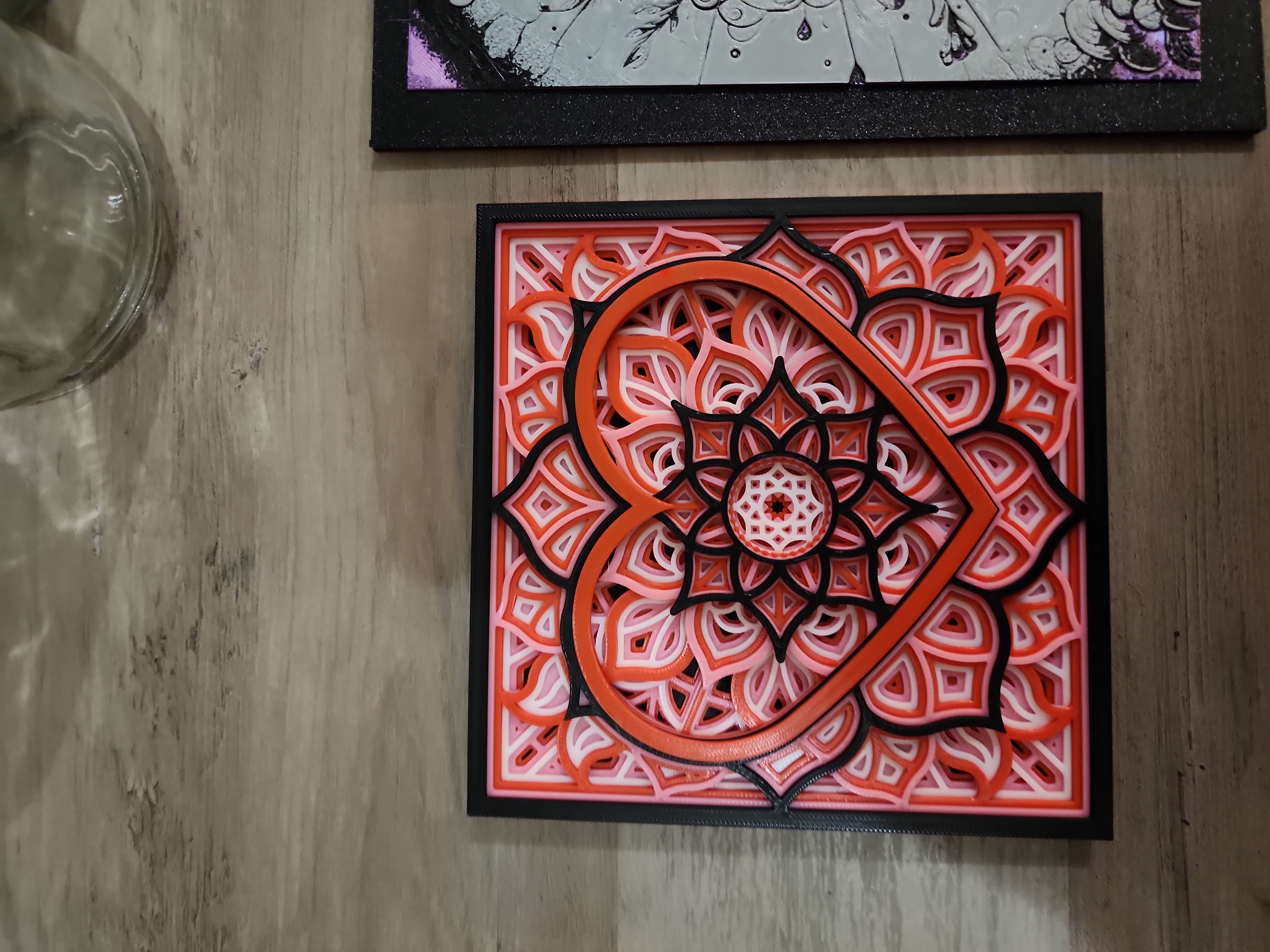 Multi-color 3D printed mandala heart art