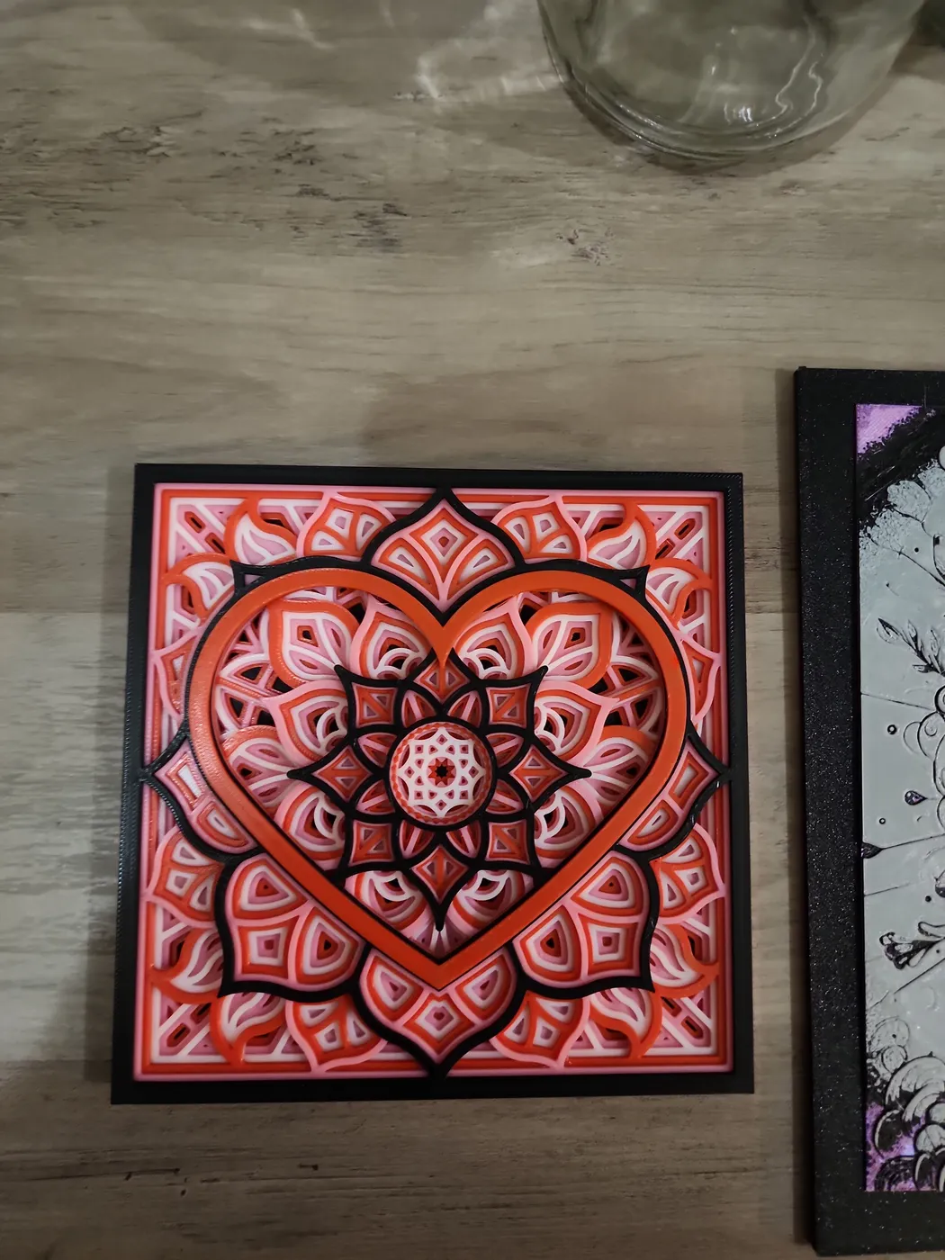 Multi-color 3D-printed layered mandala wall art
