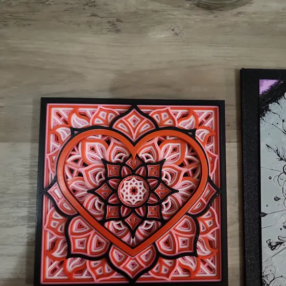 Framed multi-layer mandala wall art, laser cut